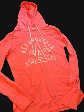 Aeropostale Coral Pink Hooded Long Sleeve Tee